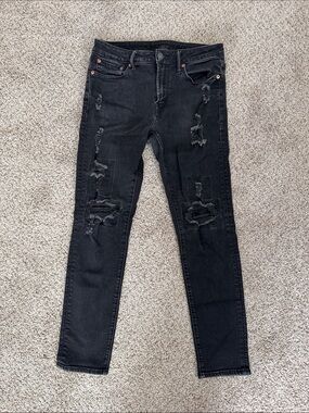 American Eagle Outfitters Black Distressed Skinny Jeans
